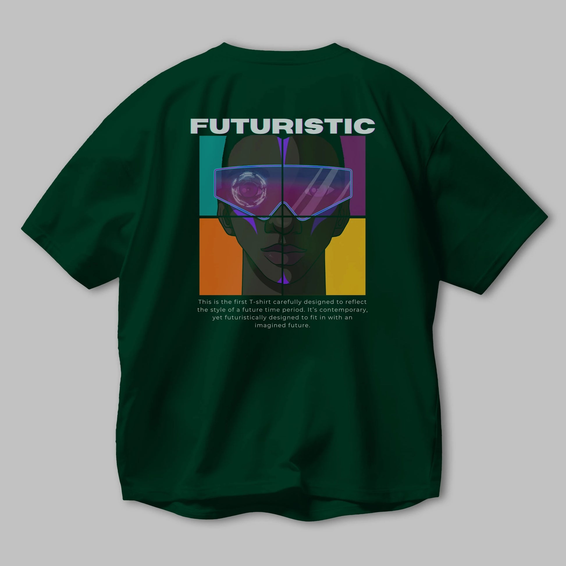 Futuristic Streetwear Arka Baskılı Oversize t-shirt Erkek Kadın Unisex