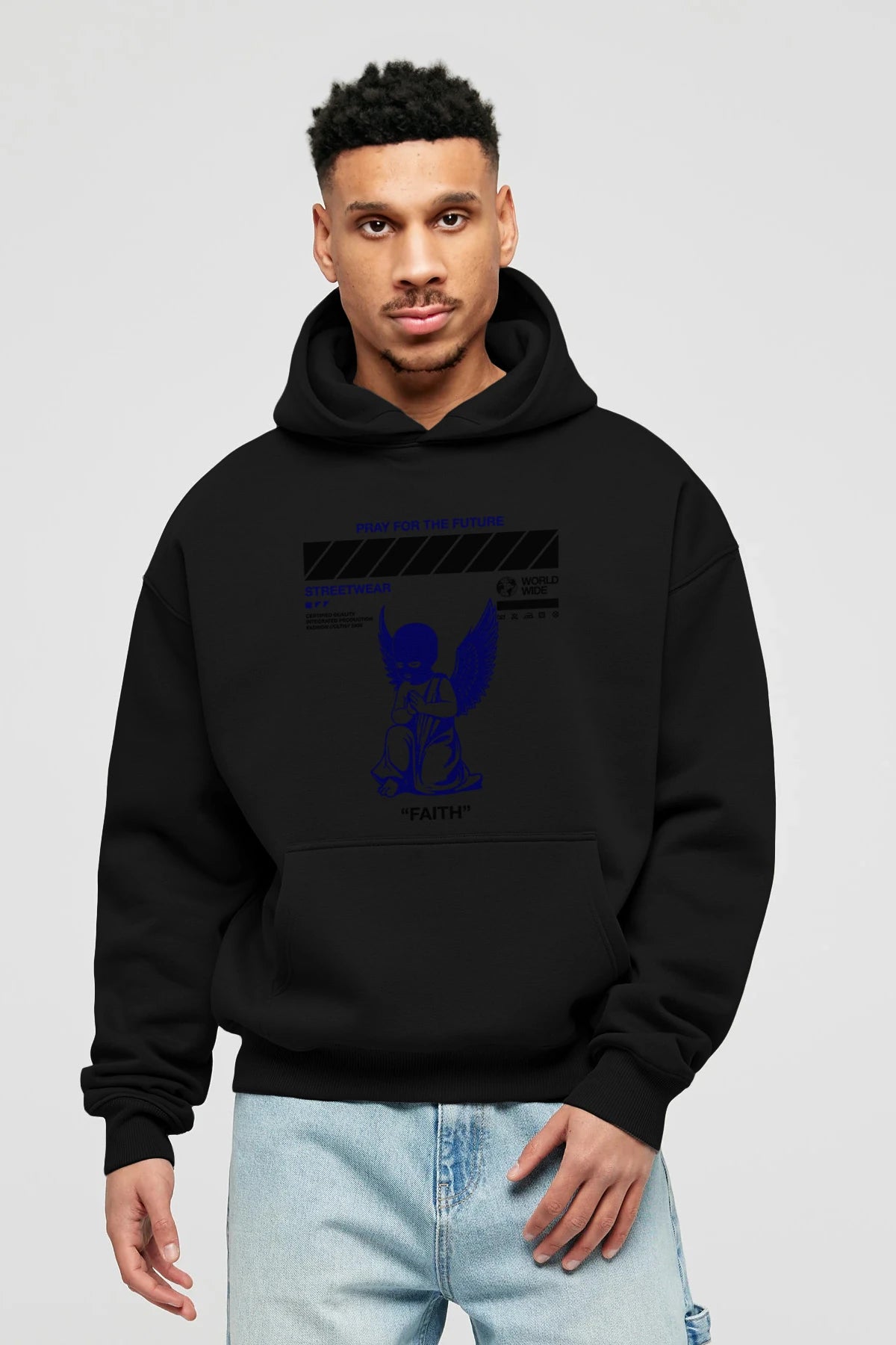 Pray for The Future Ön Baskılı Hoodie Oversize Kapüşonlu Sweatshirt Erkek Kadın Unisex