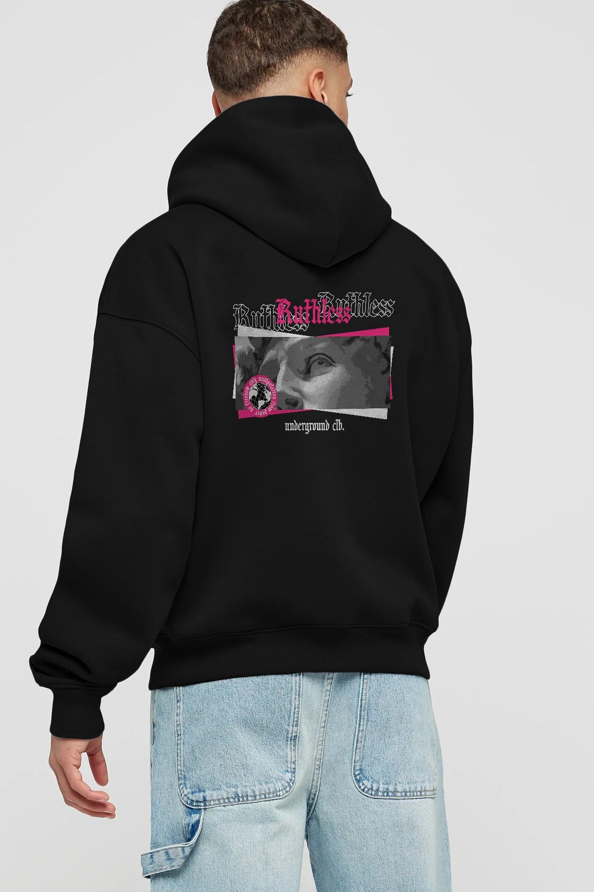 Ruthless Arka Baskılı Hoodie Oversize Kapüşonlu Sweatshirt Erkek Kadın Unisex