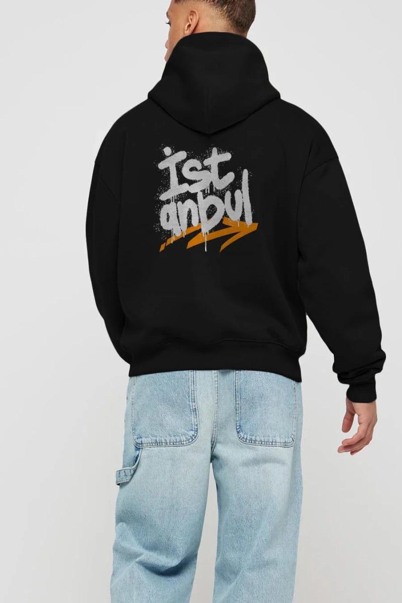 istanbul Yazılı Arka Baskılı Oversize Hoodie Kapüşonlu Sweatshirt Erkek Kadın Unisex - Cilexi