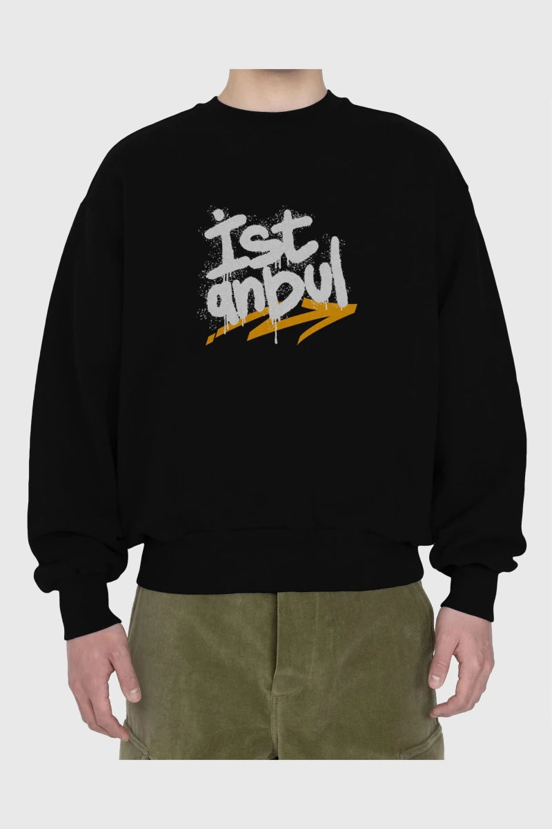 istanbul Yazılı Ön Baskılı Oversize Sweatshirt Erkek Kadın Unisex - Cilexi