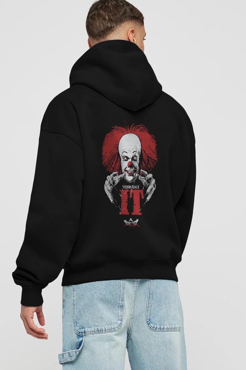 it Arka Baskılı Hoodie Oversize Kapüşonlu Sweatshirt Erkek Kadın Unisex - Cilexi