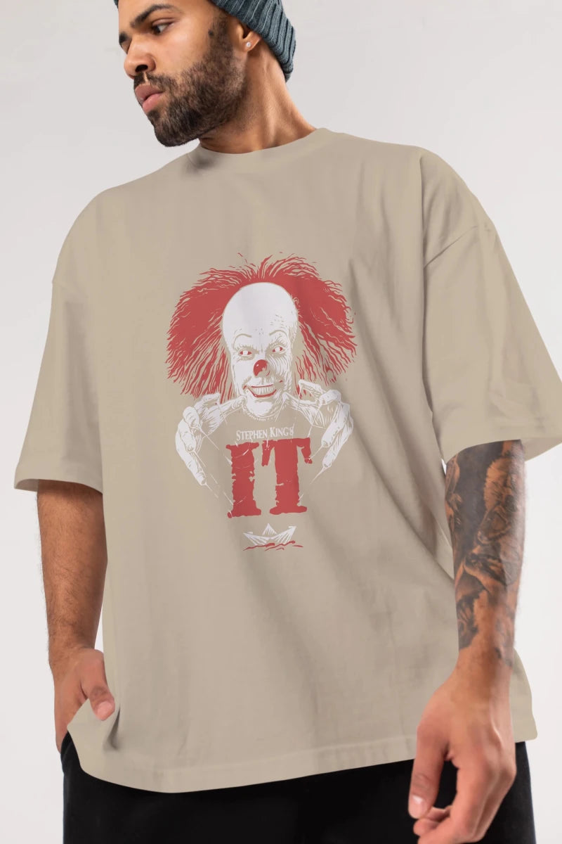 it Ön Baskılı Oversize t-shirt Erkek Kadın Unisex %100 Pamuk Bisiklet Yaka tişort - Cilexi