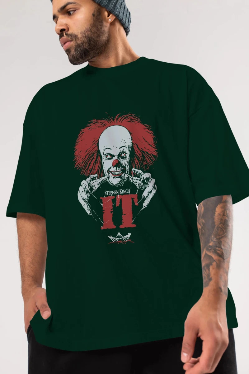 it Ön Baskılı Oversize t-shirt Erkek Kadın Unisex %100 Pamuk Bisiklet Yaka tişort - Cilexi