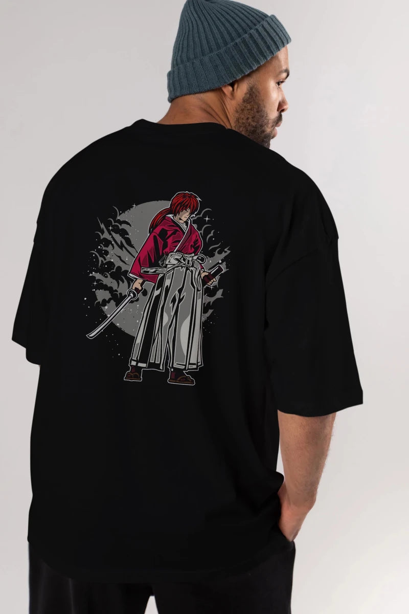 kenshin Arka Baskılı Oversize t-shirt Erkek Kadın Unisex %100 Pamuk - Cilexi