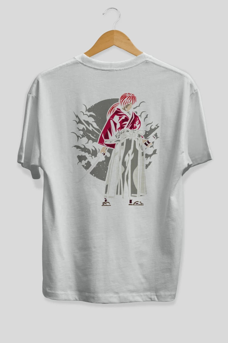kenshin Arka Baskılı Oversize t-shirt Erkek Kadın Unisex %100 Pamuk - Cilexi