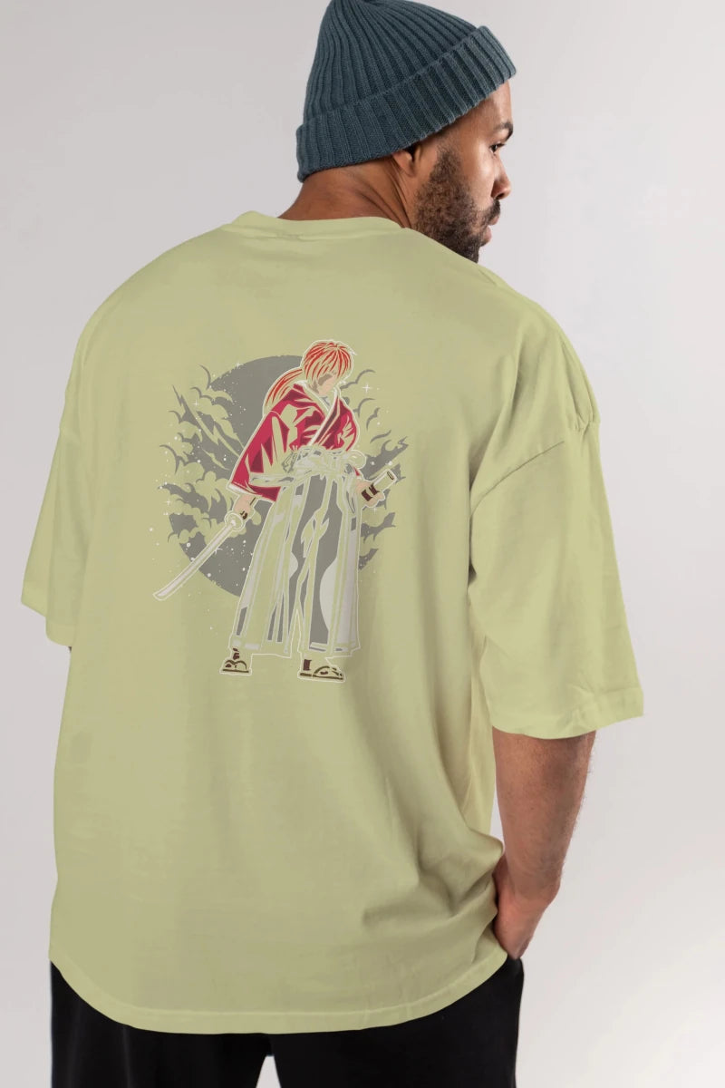 kenshin Arka Baskılı Oversize t-shirt Erkek Kadın Unisex %100 Pamuk - Cilexi