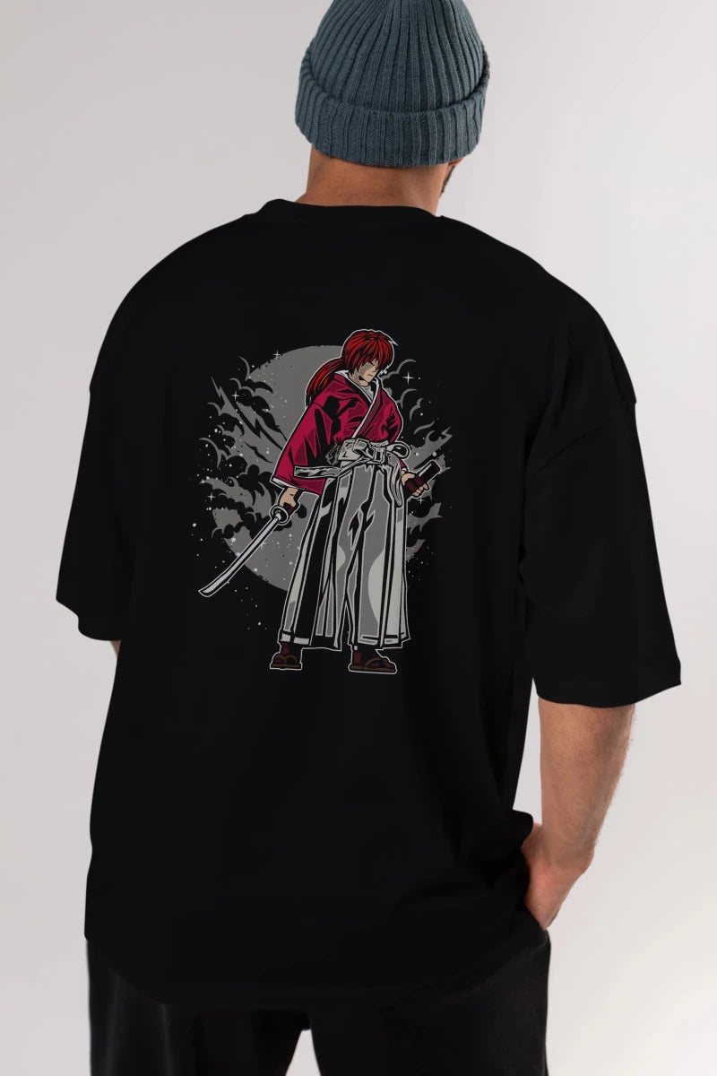kenshin Arka Baskılı Oversize t-shirt Erkek Kadın Unisex %100 Pamuk - Cilexi