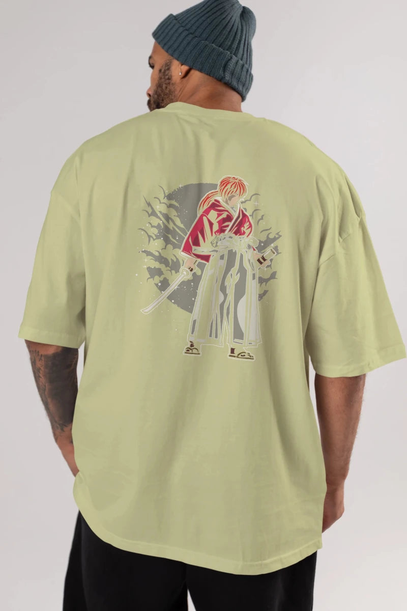 kenshin Arka Baskılı Oversize t-shirt Erkek Kadın Unisex %100 Pamuk - Cilexi