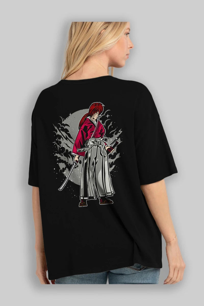 kenshin Arka Baskılı Oversize t-shirt Erkek Kadın Unisex %100 Pamuk - Cilexi