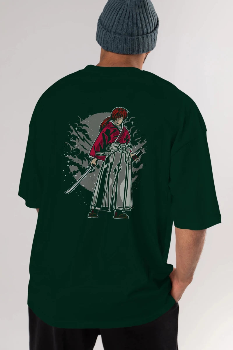 kenshin Arka Baskılı Oversize t-shirt Erkek Kadın Unisex %100 Pamuk - Cilexi