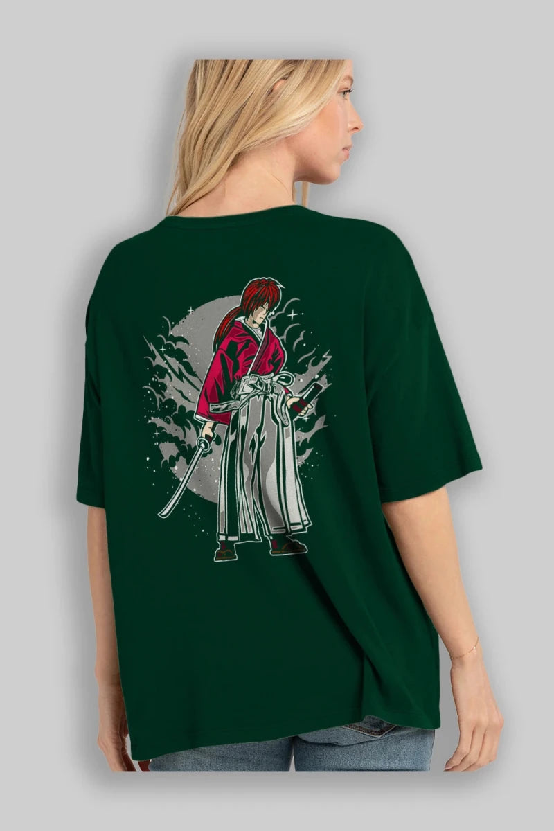 kenshin Arka Baskılı Oversize t-shirt Erkek Kadın Unisex %100 Pamuk - Cilexi