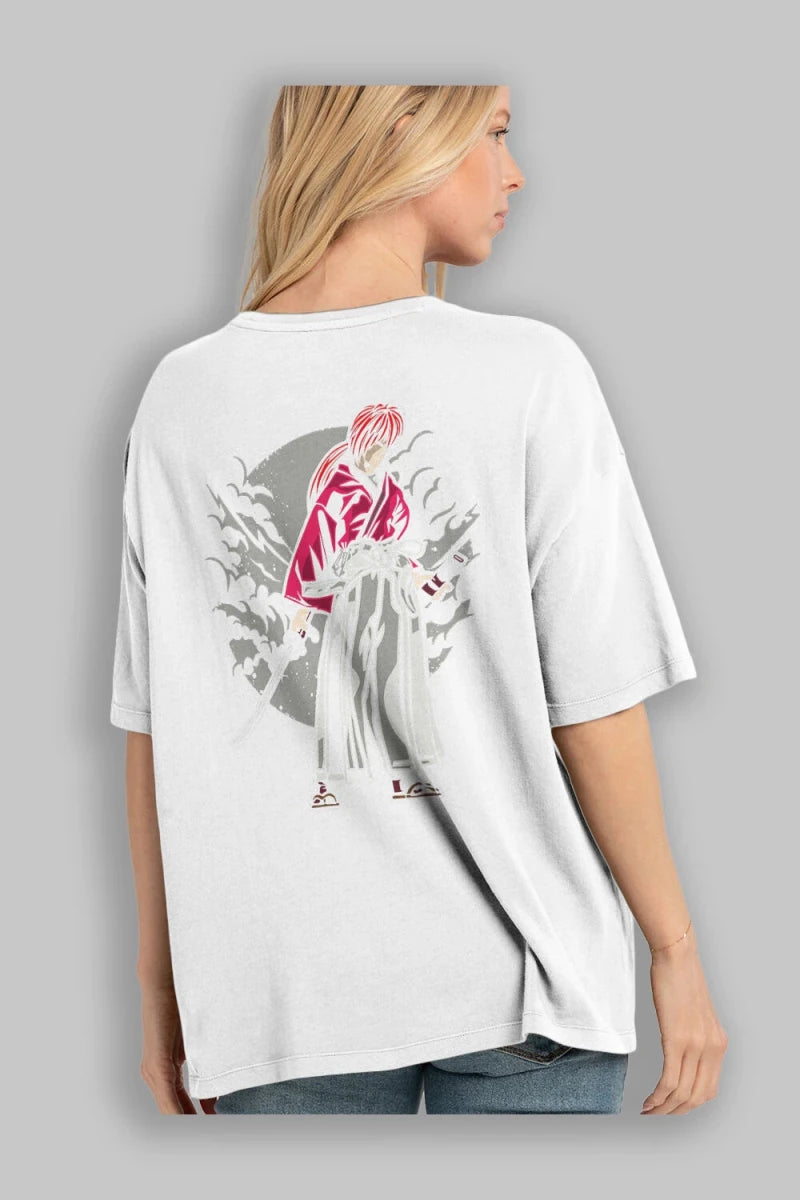 kenshin Arka Baskılı Oversize t-shirt Erkek Kadın Unisex %100 Pamuk - Cilexi