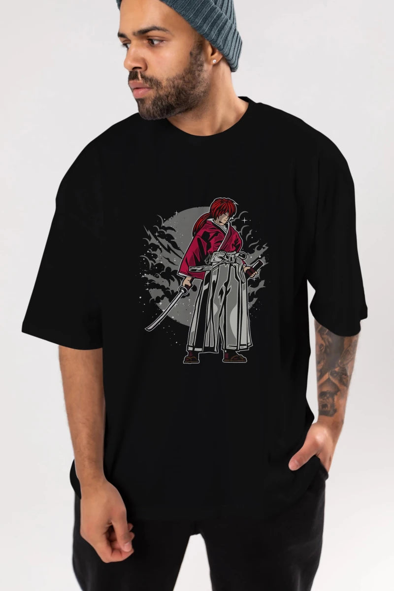 kenshin Ön Baskılı Oversize t-shirt Erkek Kadın Unisex %100 Pamuk tişort - Cilexi