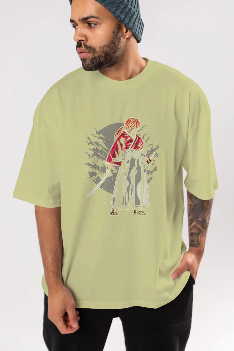 kenshin Ön Baskılı Oversize t-shirt Erkek Kadın Unisex %100 Pamuk tişort - Cilexi