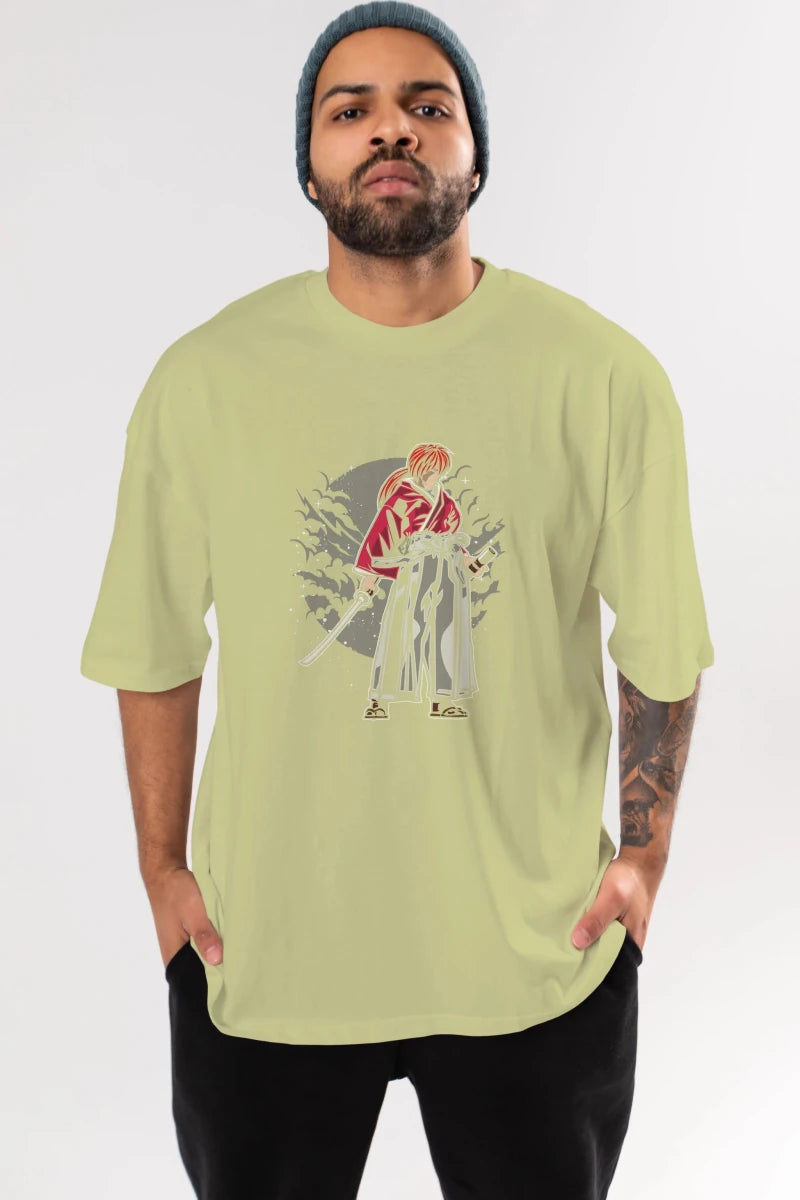 kenshin Ön Baskılı Oversize t-shirt Erkek Kadın Unisex %100 Pamuk tişort - Cilexi
