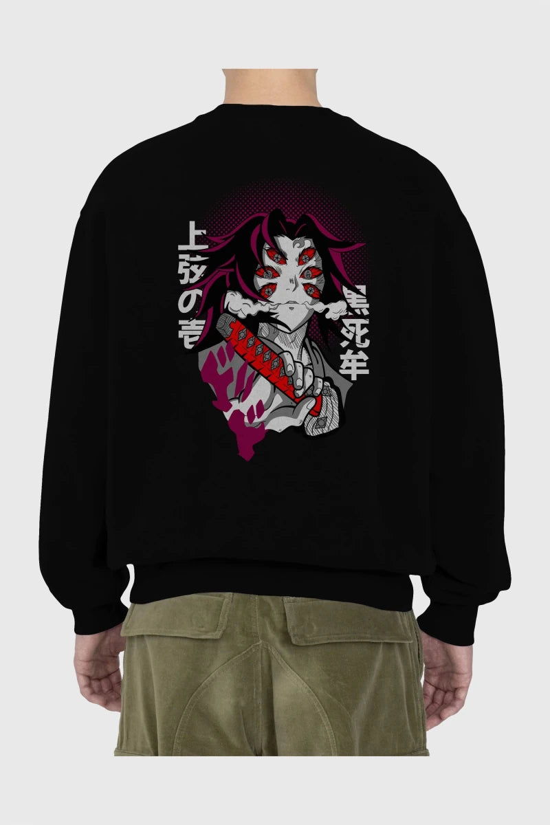 kokushibo DEMON SLAYER Anime Arka Baskılı Oversize Sweatshirt Erkek Kadın Unisex - Cilexi