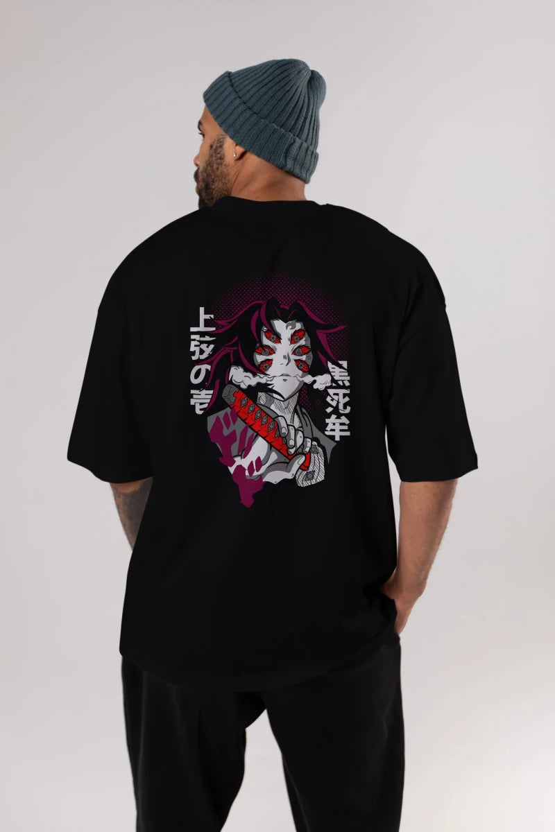 kokushibo DEMON SLAYER Anime Arka Baskılı Oversize t-shirt Erkek Kadın Unisex - Cilexi