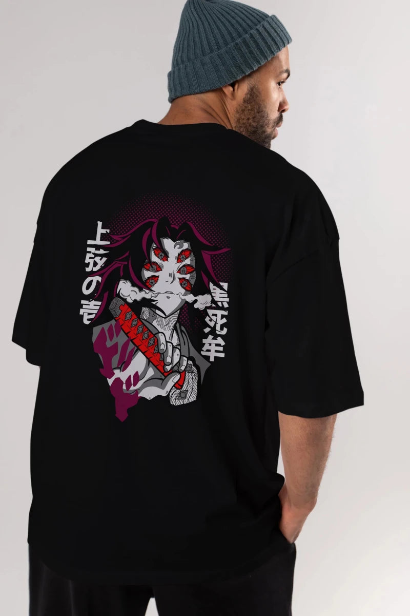 kokushibo DEMON SLAYER Anime Arka Baskılı Oversize t-shirt Erkek Kadın Unisex - Cilexi