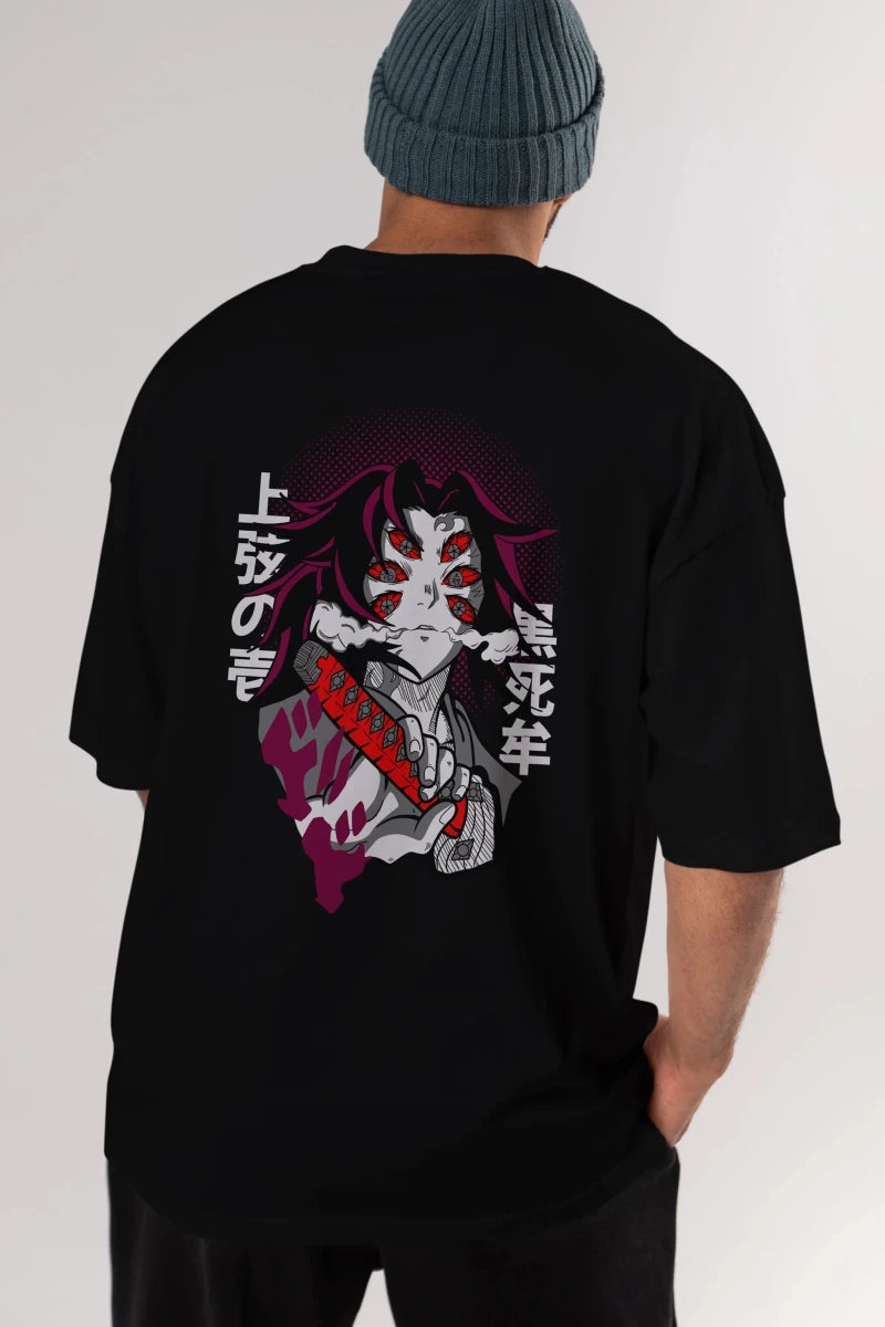 kokushibo DEMON SLAYER Anime Arka Baskılı Oversize t-shirt Erkek Kadın Unisex - Cilexi
