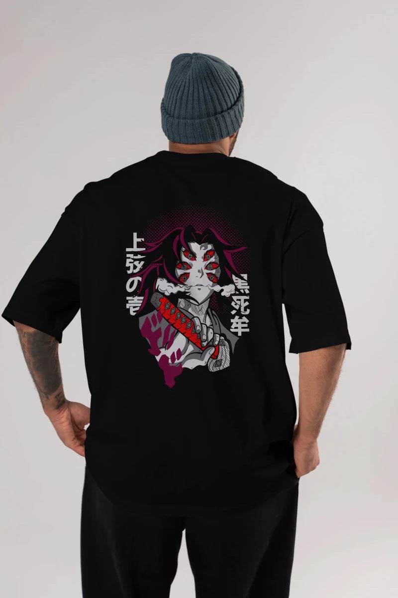 kokushibo DEMON SLAYER Anime Arka Baskılı Oversize t-shirt Erkek Kadın Unisex - Cilexi