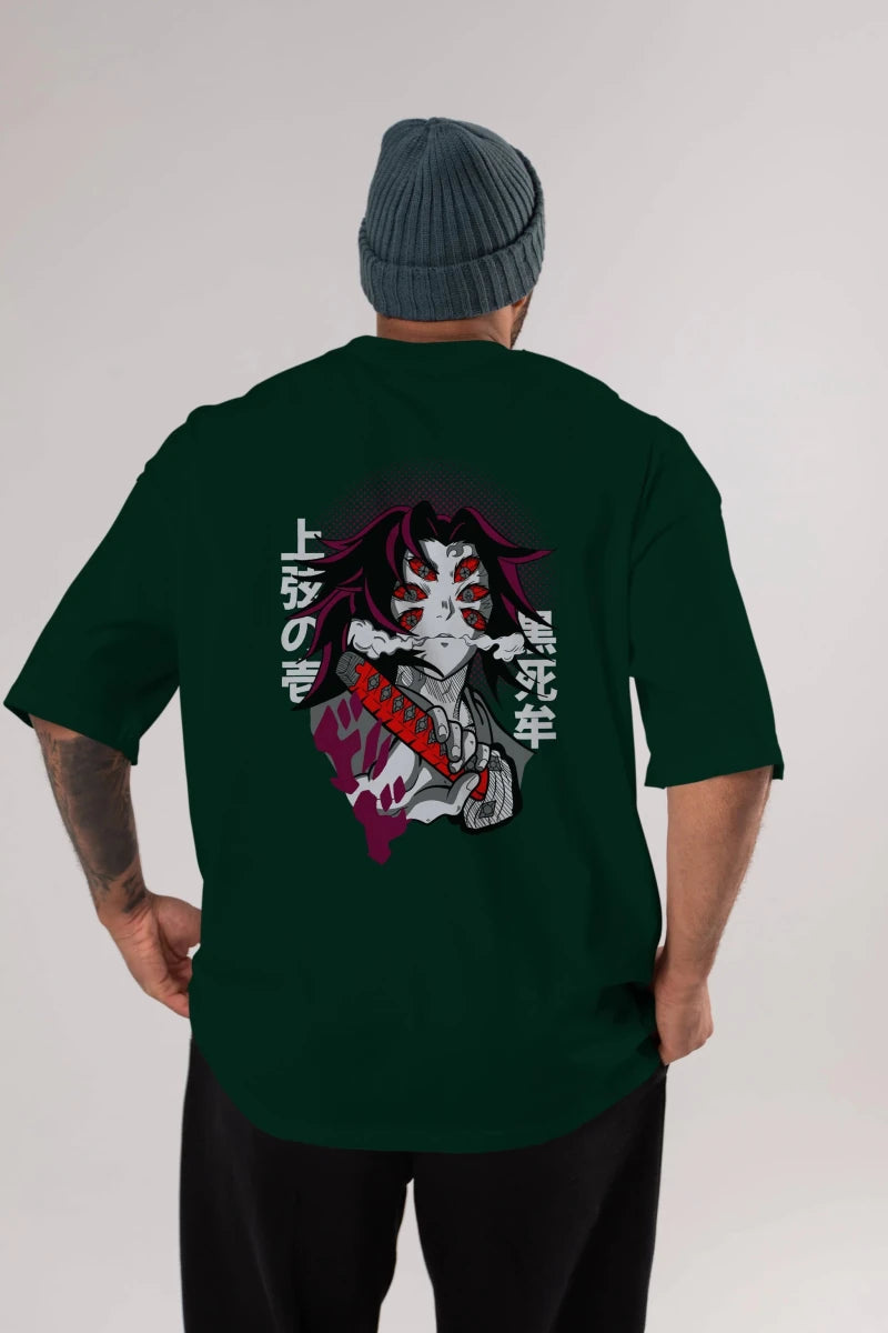 kokushibo DEMON SLAYER Anime Arka Baskılı Oversize t-shirt Erkek Kadın Unisex - Cilexi