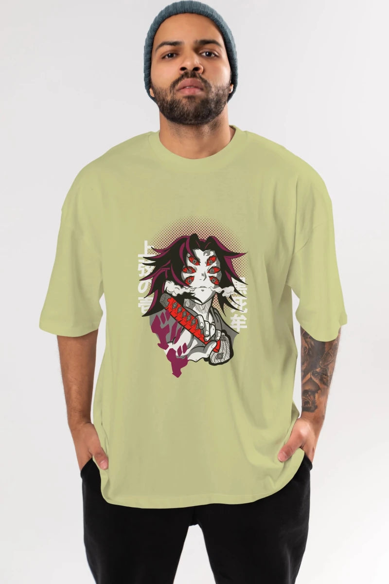 kokushibo DEMON SLAYER Anime Ön Baskılı Oversize t-shirt %100 pamuk Erkek Kadın Unisex - Cilexi