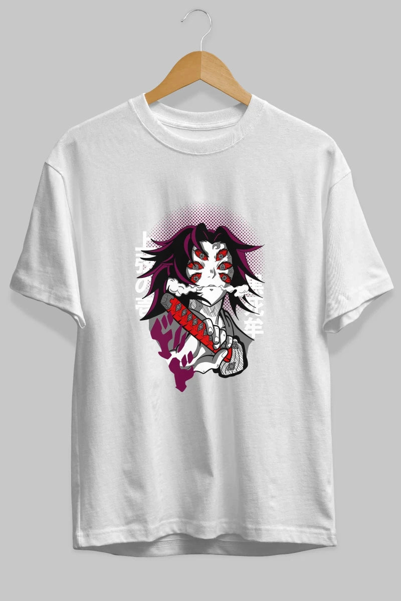 kokushibo DEMON SLAYER Anime Ön Baskılı Oversize t-shirt %100 pamuk Erkek Kadın Unisex - Cilexi