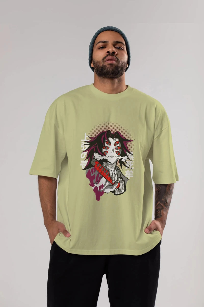 kokushibo DEMON SLAYER Anime Ön Baskılı Oversize t-shirt %100 pamuk Erkek Kadın Unisex - Cilexi