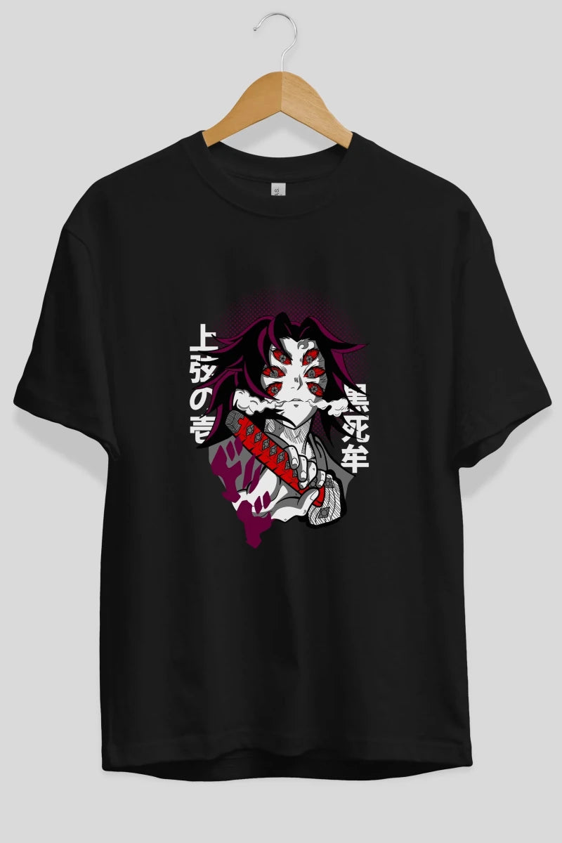 kokushibo DEMON SLAYER Anime Ön Baskılı Oversize t-shirt %100 pamuk Erkek Kadın Unisex - Cilexi
