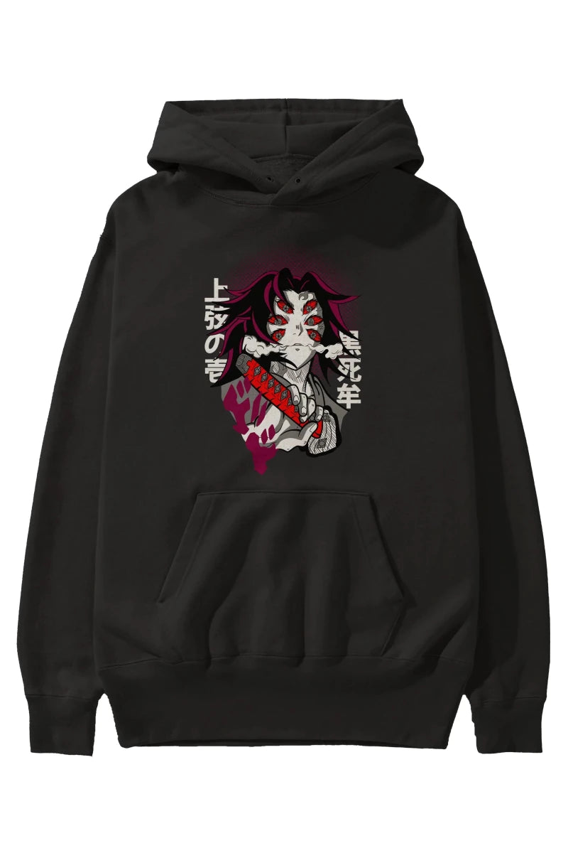 kokushibo DEMON SLAYER Anime Ön Baskılı Hoodie Oversize Kapüşonlu Sweatshirt Erkek Kadın Unisex - Cilexi