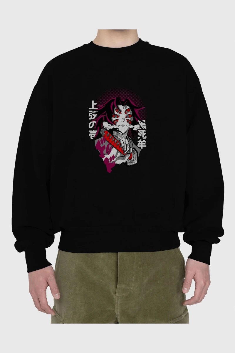 kokushibo DEMON SLAYER Anime Ön Baskılı Oversize Sweatshirt Erkek Kadın Unisex - Cilexi