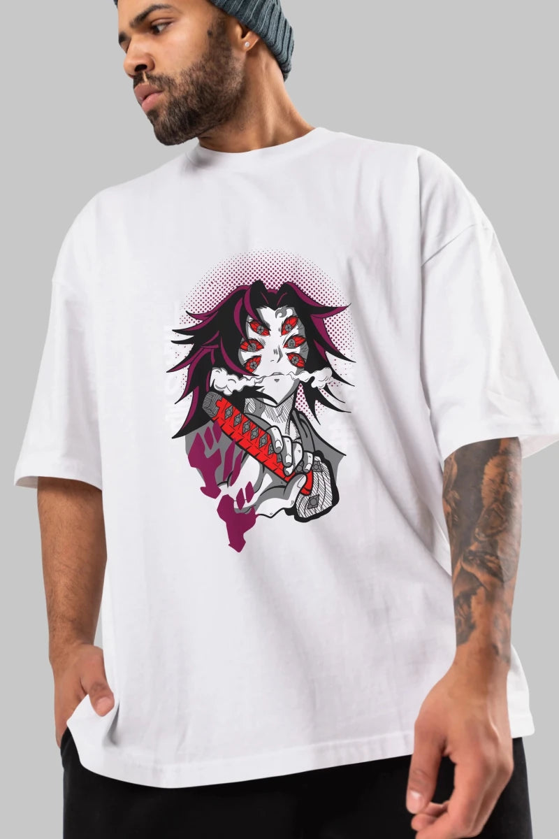 kokushibo DEMON SLAYER Anime Ön Baskılı Oversize t-shirt %100 pamuk Erkek Kadın Unisex - Cilexi