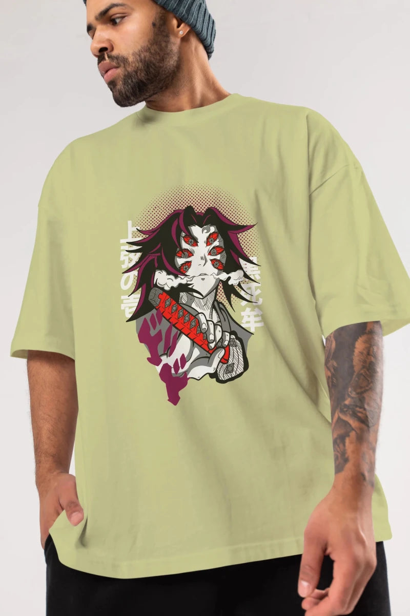 kokushibo DEMON SLAYER Anime Ön Baskılı Oversize t-shirt %100 pamuk Erkek Kadın Unisex - Cilexi