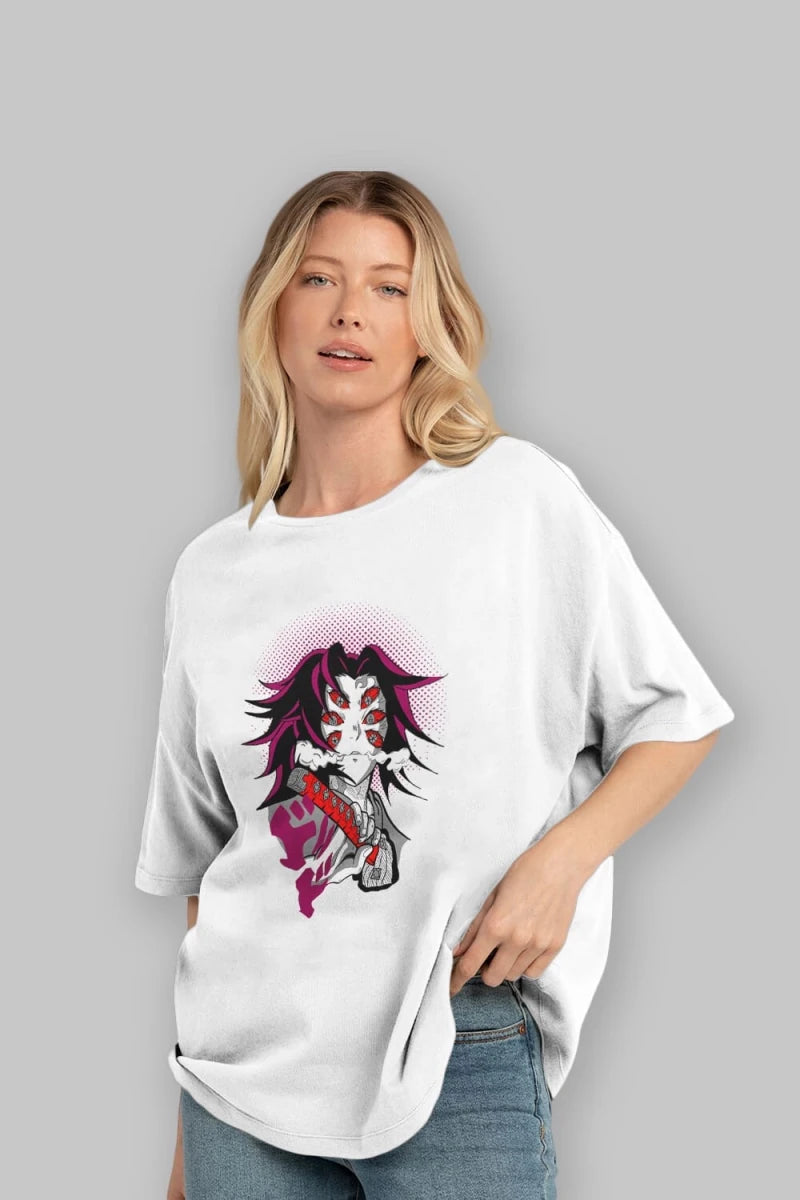 kokushibo DEMON SLAYER Anime Ön Baskılı Oversize t-shirt %100 pamuk Erkek Kadın Unisex - Cilexi