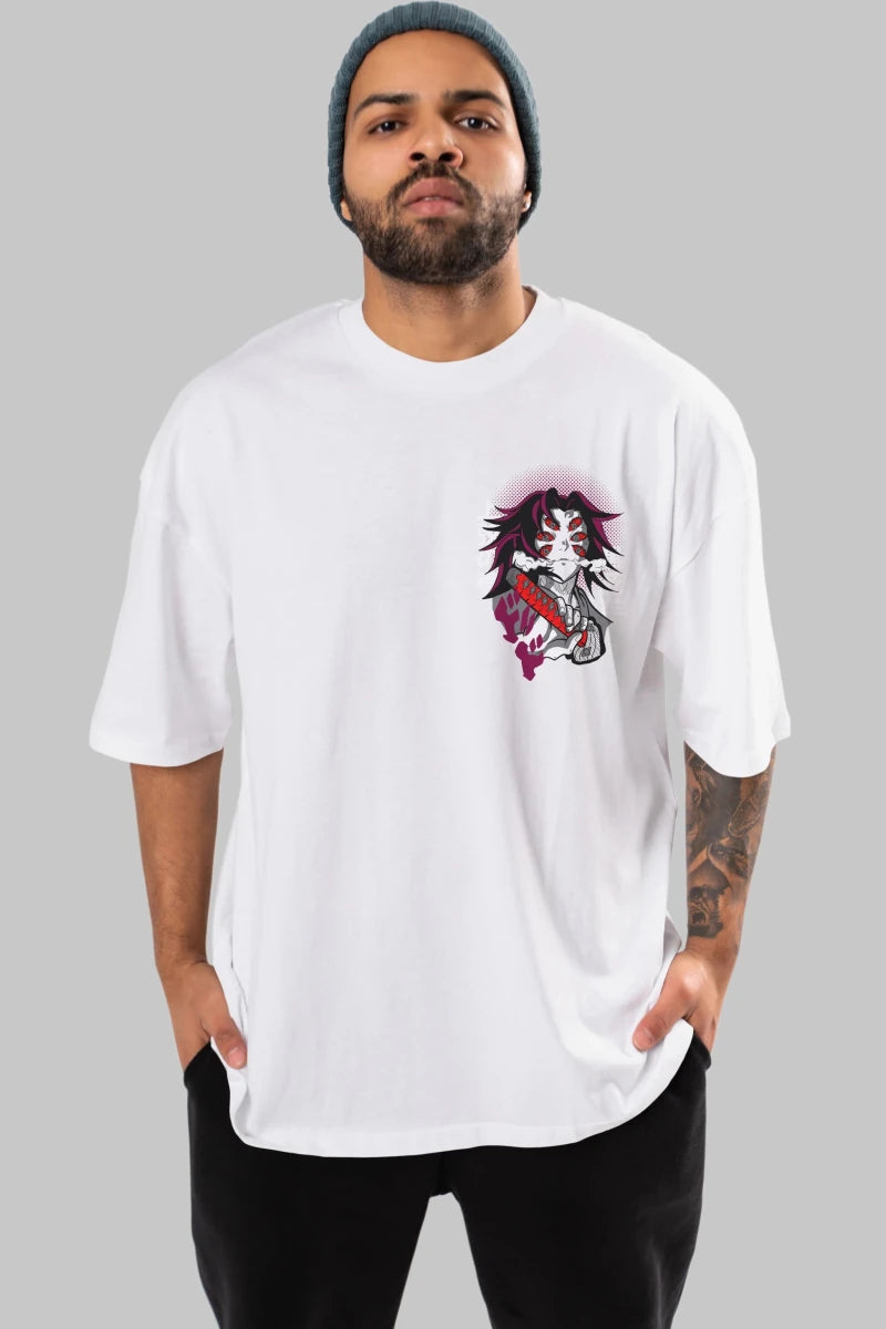 kokushibo DEMON SLAYER Ön Sol Baskılı Oversize t-shirt Erkek Kadın Unisex %100 Pamuk Bisiklet Yaka tişort - Cilexi