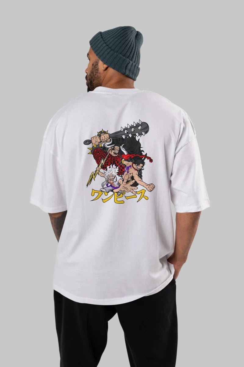 luffyacekaido Anime Arka Baskılı Oversize t-shirt Erkek Kadın Unisex - Cilexi