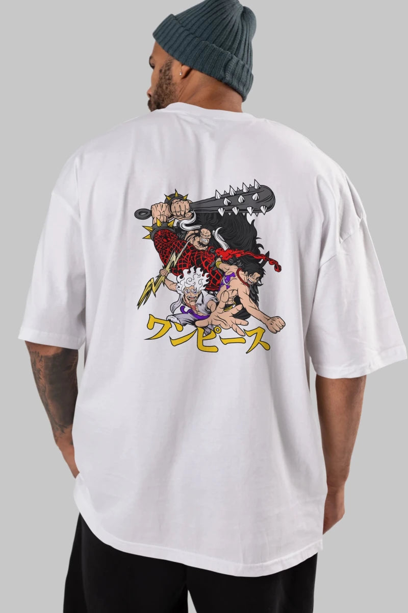 luffyacekaido Anime Arka Baskılı Oversize t-shirt Erkek Kadın Unisex - Cilexi