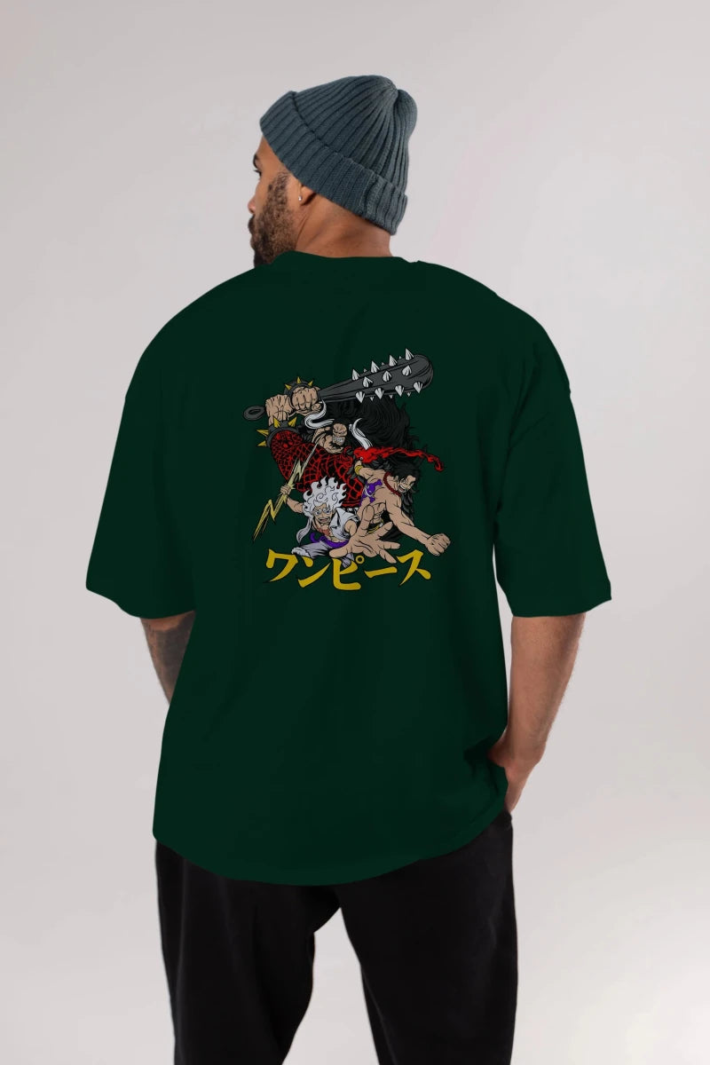 luffyacekaido Anime Arka Baskılı Oversize t-shirt Erkek Kadın Unisex - Cilexi