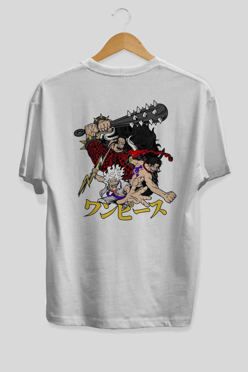 luffyacekaido Anime Arka Baskılı Oversize t-shirt Erkek Kadın Unisex - Cilexi