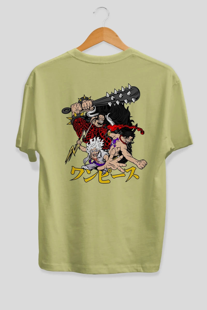luffyacekaido Anime Arka Baskılı Oversize t-shirt Erkek Kadın Unisex - Cilexi
