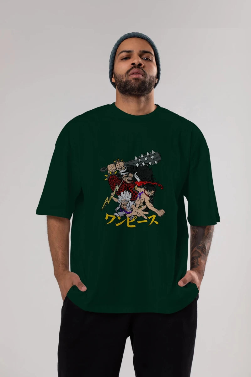 luffyacekaido Anime Ön Baskılı Oversize t-shirt %100 pamuk Erkek Kadın Unisex - Cilexi