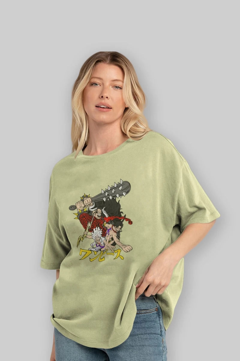 luffyacekaido Anime Ön Baskılı Oversize t-shirt %100 pamuk Erkek Kadın Unisex - Cilexi