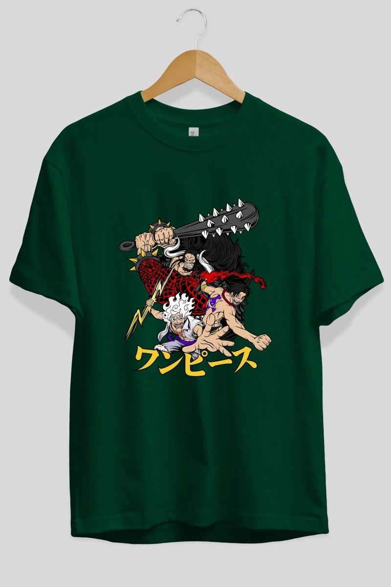 luffyacekaido Anime Ön Baskılı Oversize t-shirt %100 pamuk Erkek Kadın Unisex - Cilexi