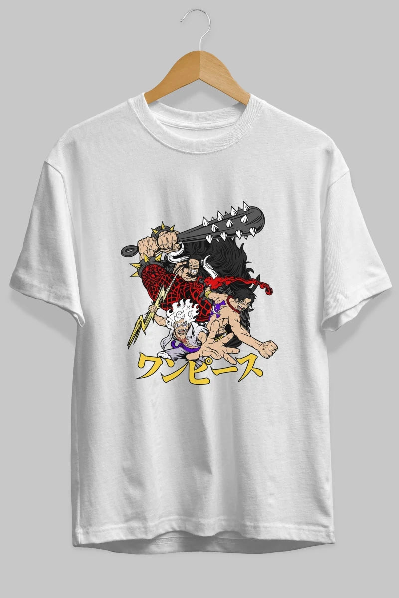 luffyacekaido Anime Ön Baskılı Oversize t-shirt %100 pamuk Erkek Kadın Unisex - Cilexi