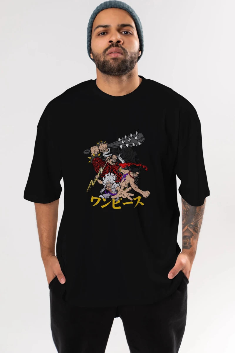 luffyacekaido Anime Ön Baskılı Oversize t-shirt %100 pamuk Erkek Kadın Unisex - Cilexi