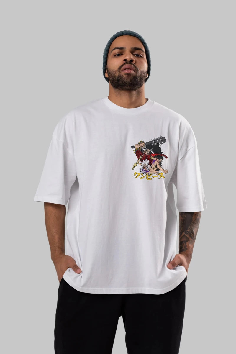 luffyacekaido Ön Sol Baskılı Oversize t-shirt Erkek Kadın Unisex %100 Pamuk Bisiklet Yaka tişort - Cilexi