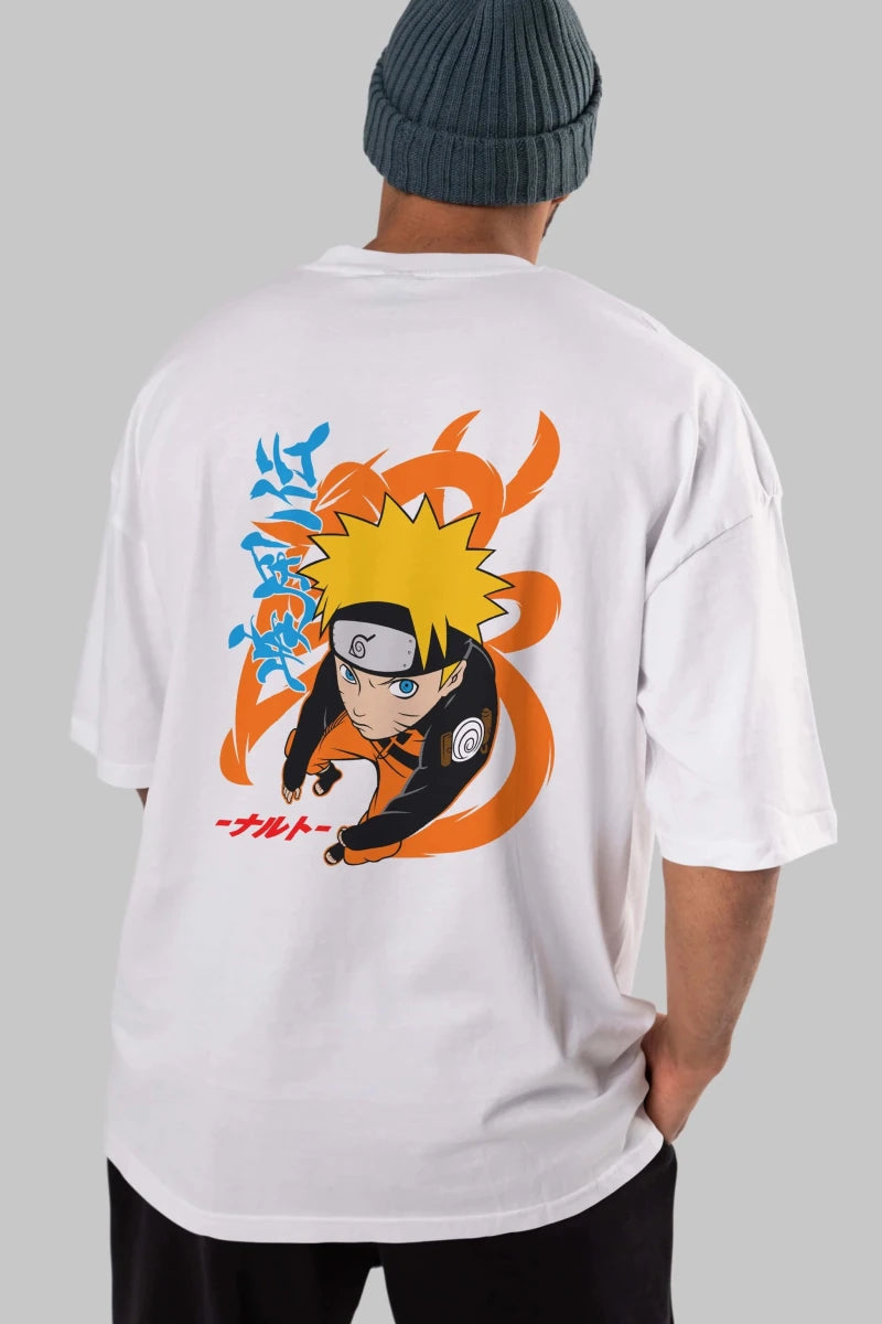 naruto uzumaki 1 Anime Arka Baskılı Oversize t-shirt Erkek Kadın Unisex - Cilexi
