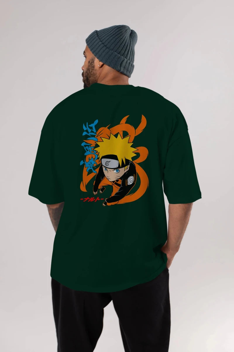 naruto uzumaki 1 Anime Arka Baskılı Oversize t-shirt Erkek Kadın Unisex - Cilexi