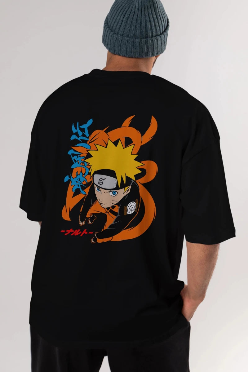 naruto uzumaki 1 Anime Arka Baskılı Oversize t-shirt Erkek Kadın Unisex - Cilexi